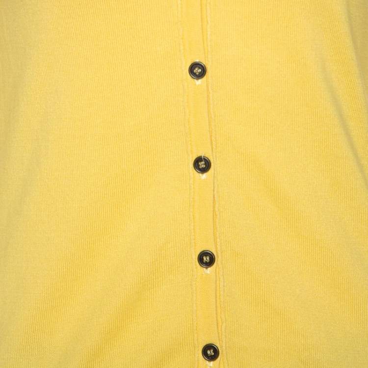 Pre Owned Burberry Brit Yellow Knit Button Front Cardigan S