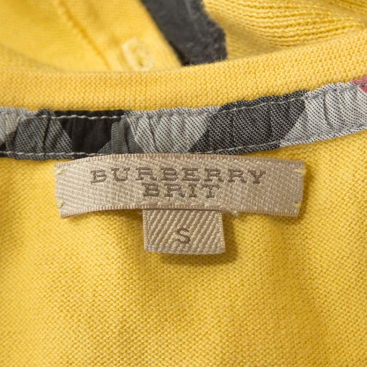 Pre Owned Burberry Brit Yellow Knit Button Front Cardigan S