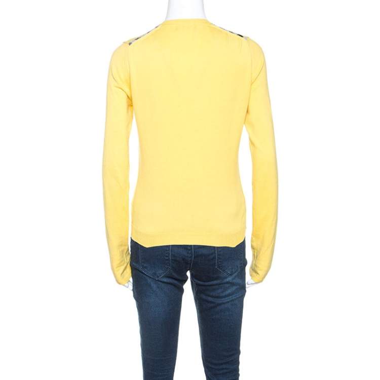 Pre Owned Burberry Brit Yellow Knit Button Front Cardigan S