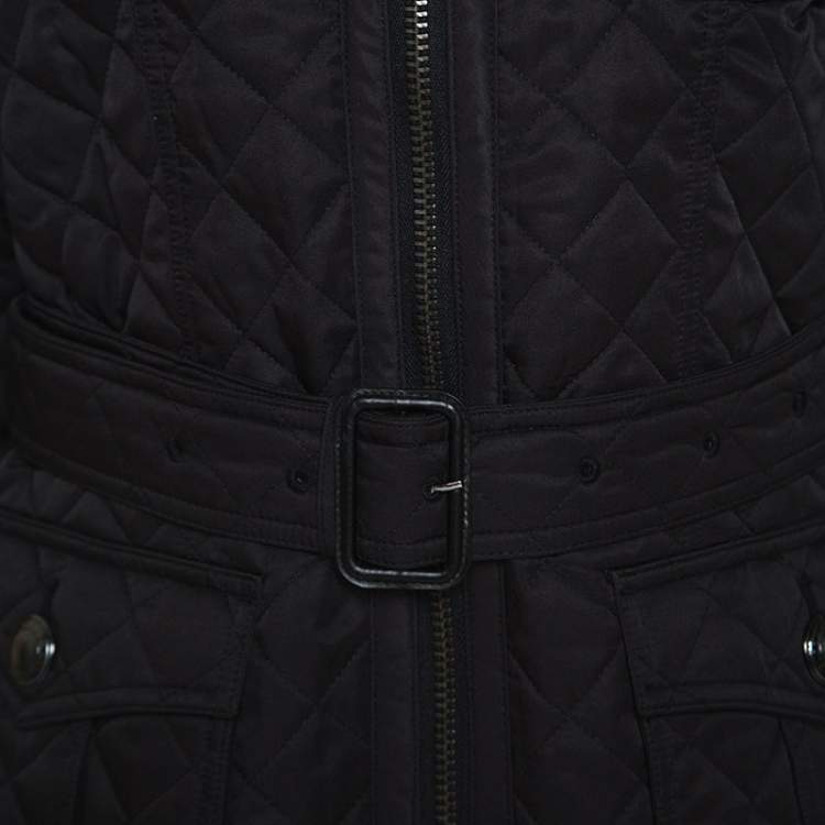 Pre Owned Burberry Black Diamond Quilted Coat M