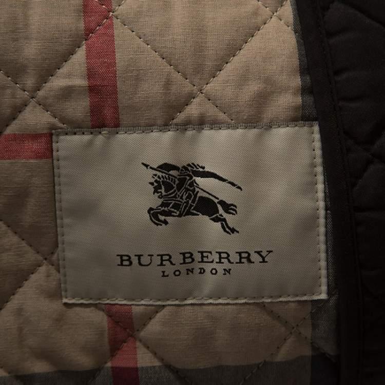Pre Owned Burberry Black Diamond Quilted Coat M