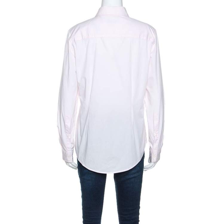 Pre Owned Burberry Light Pink Stretch Cotton Button Front Shirt L