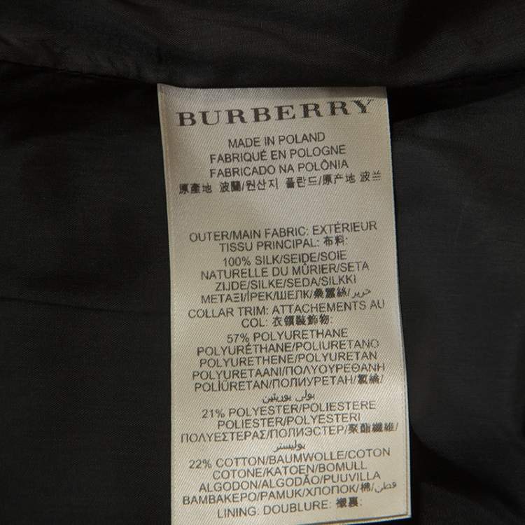 Pre Owned Burberry Black & Blue Printed Silk Collar Detail Midi Dress M