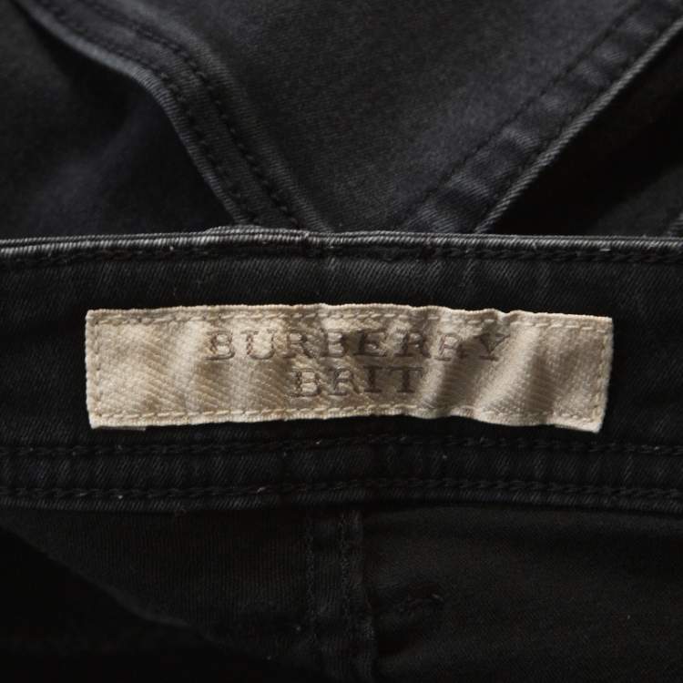 Pre Owned Burberry Brit Dark Grey Denim Skinny Low Rise Jeans M