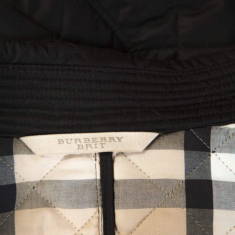 Pre Owned Burberry Brit Black Diamond Quilted Button Front Jacket M