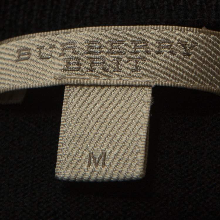 مملوكة مسبقًا Burberry Brit Black Wool Elbow Patch Detail Crew Neck Dockley Jumper M