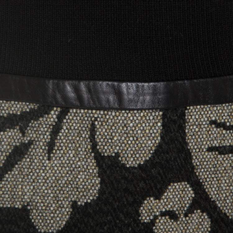 Pre Owned Burberry Brit Black Rib Knit And Floral Jacquard Midi Dress M