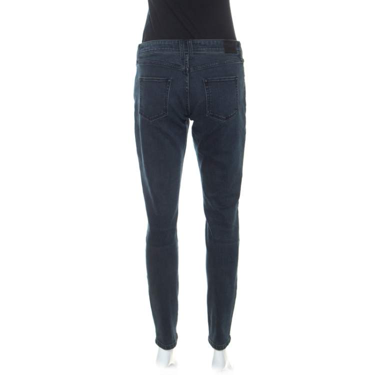 Pre Owned Burberry Indigo Blue Denim Low Rise Slim Fit Jeans M