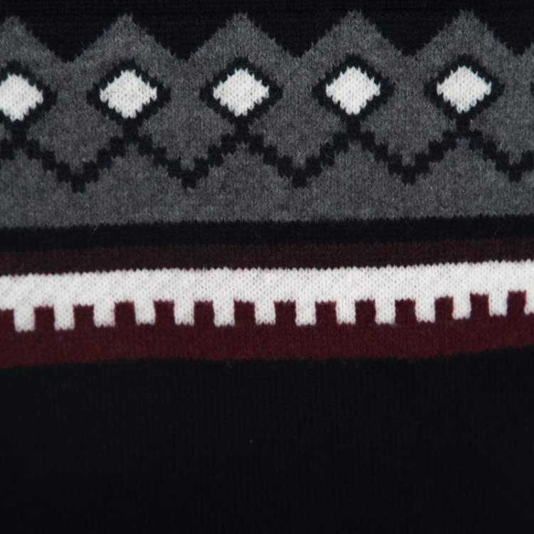 Pre Owned Burberry Navy Blue Wool Knit crew Neck Jumper S