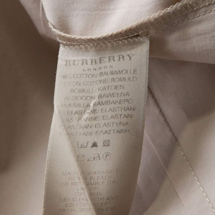 مملوكة مسبقًا Burberry Light Beige Stretch Cotton Rib Trim Detail Shirt S