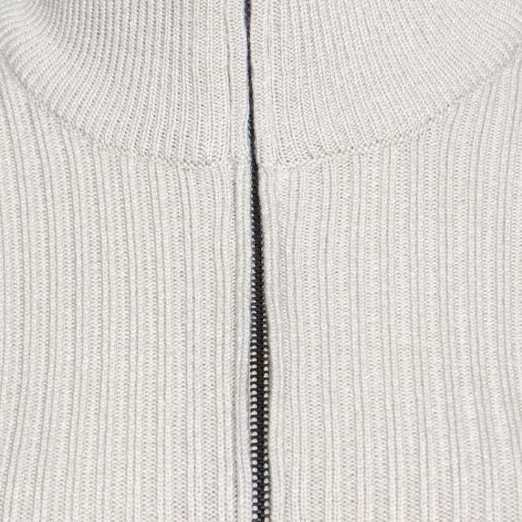 Pre Owned Burberry Beige Wool Ribbed Elbow Patch Detail Cardigan XS