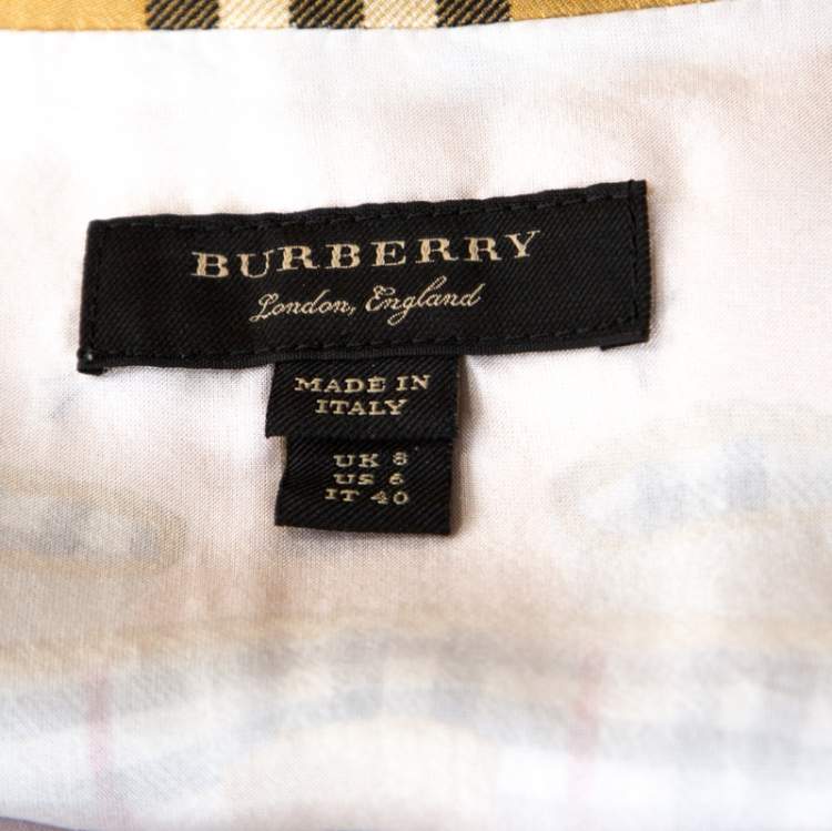 Pre Owned Burberry Beige Nova Check Printed Silk Jumpsuit S