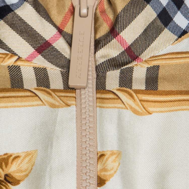 Pre Owned Burberry Beige Nova Check Printed Silk Jumpsuit S