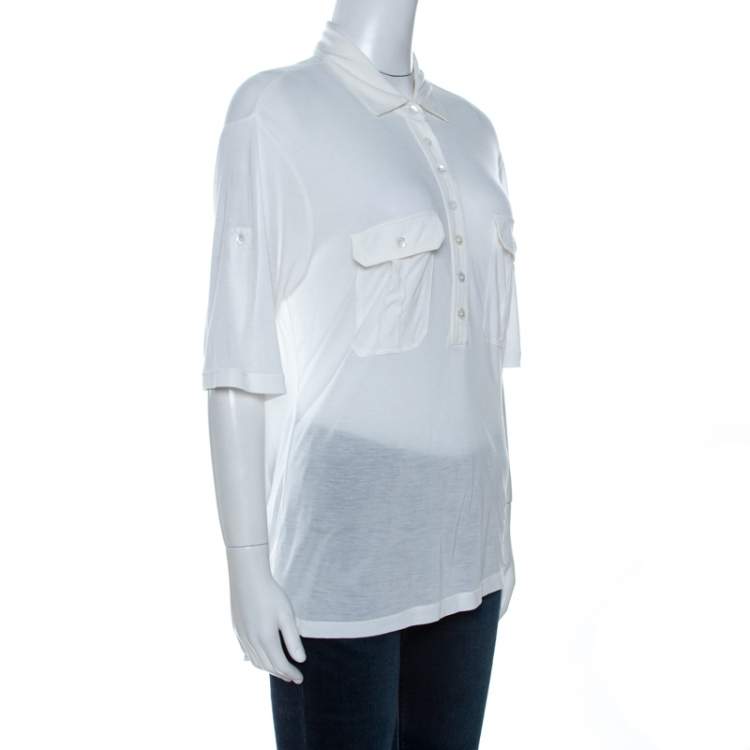 مملوكة مسبقًا Burberry Brit White Modal Collared Top M