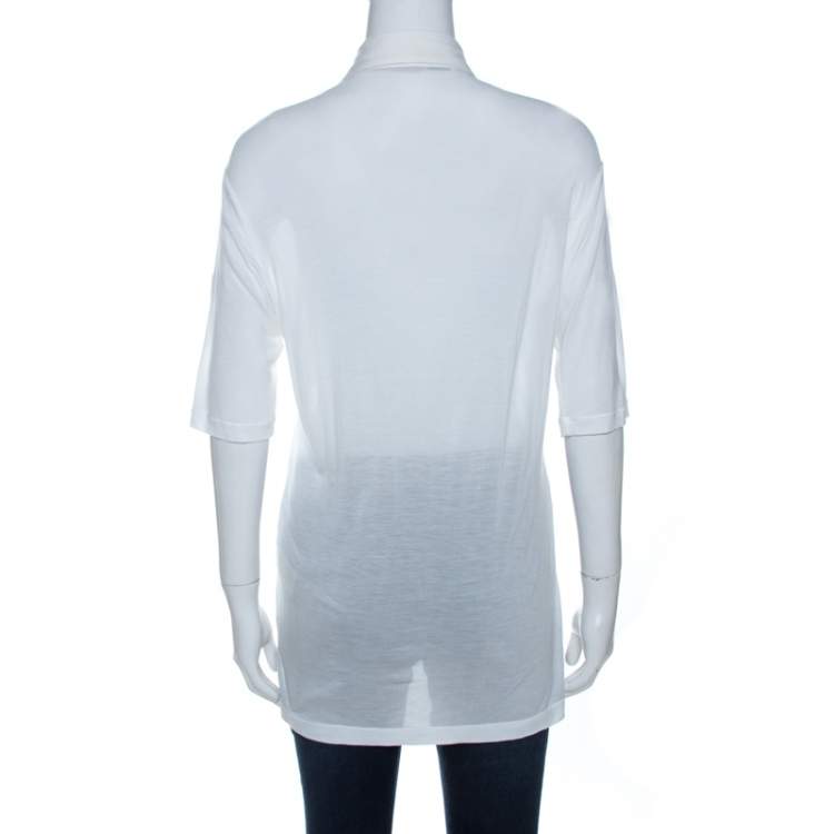مملوكة مسبقًا Burberry Brit White Modal Collared Top M