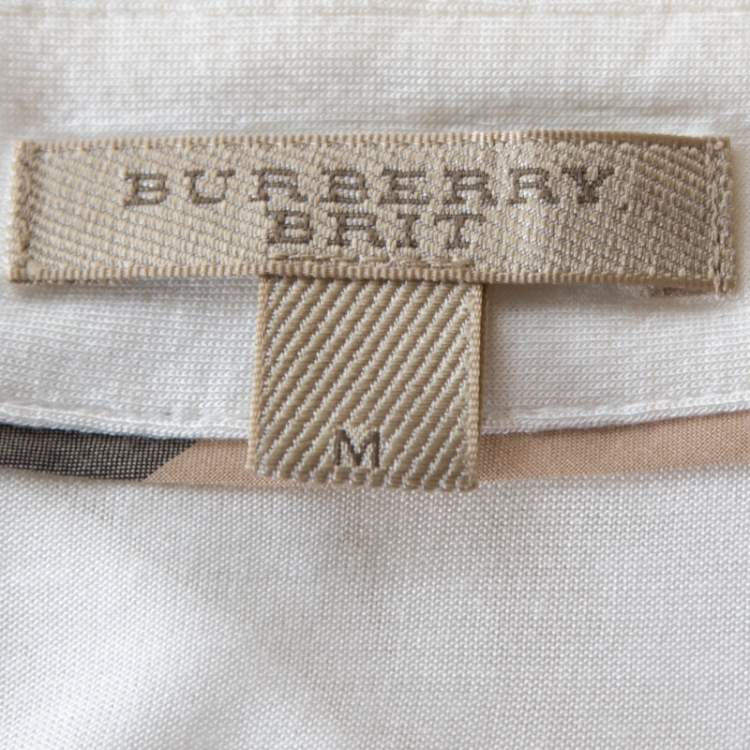 مملوكة مسبقًا Burberry Brit White Modal Collared Top M