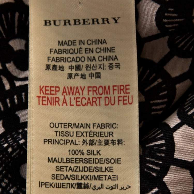 Pre Owned Burberry Bicolor Kensington Lace Print Silk Long Sleeve Shirt S