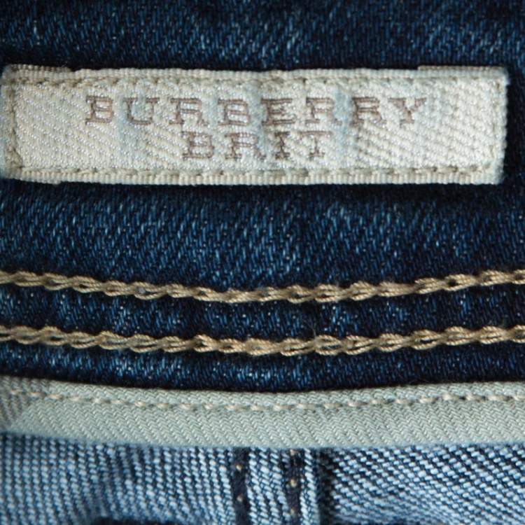 Pre Owned Burberry Brit Indigo Denim Slim Fit Kensington Jeans M