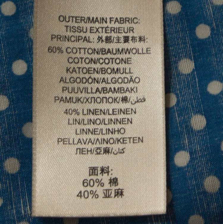 Pre Owned Burberry Brit Blue Polka Dot Cotton Linen Button Front Shirt XL