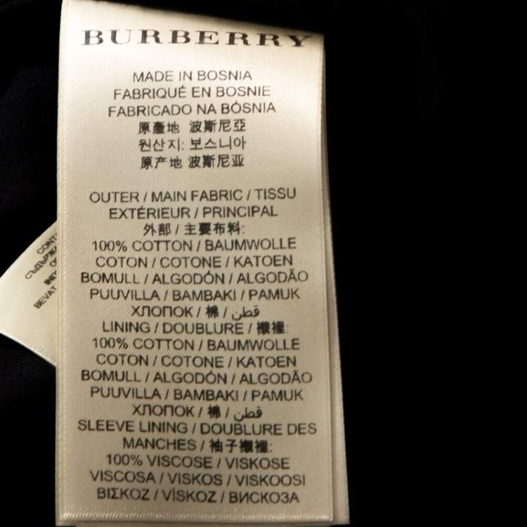 Pre Owned Burberry Brit Black Leather Trim Studded Trench Coat S