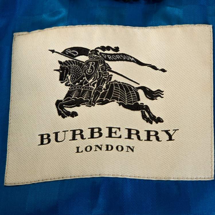 Pre Owned Burberry Blue Cotton Double Breasted Trench Coat M