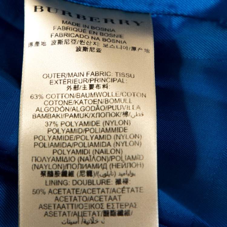 Pre Owned Burberry Blue Cotton Double Breasted Trench Coat M