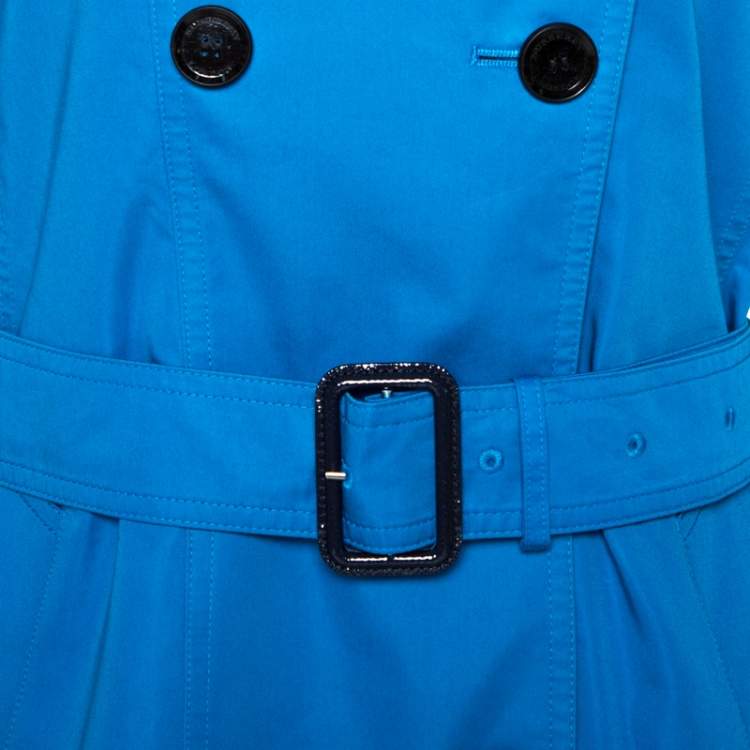 Pre Owned Burberry Blue Cotton Double Breasted Trench Coat M