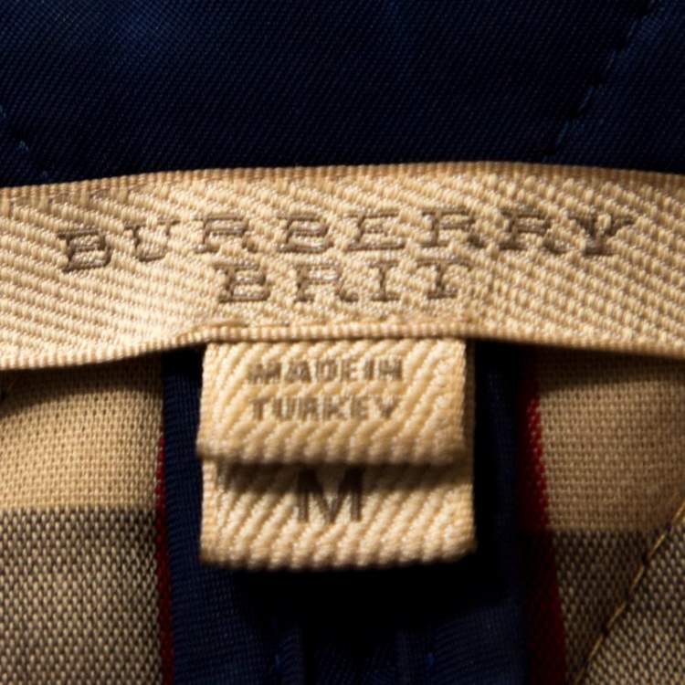 Pre Owned Burberry Brit Blue Diamond Quilted Button Front Jacket M