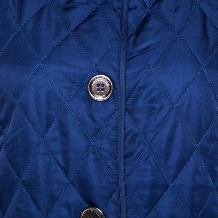 Pre Owned Burberry Brit Blue Diamond Quilted Button Front Jacket M