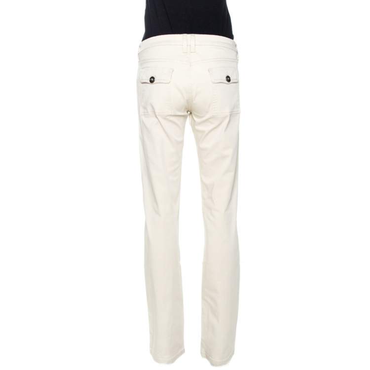 Pre Owned Burberry Beige Cotton Regular Fit Trousers M 