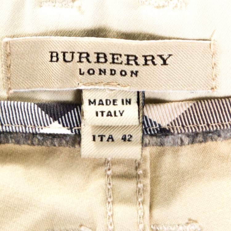 Pre Owned Burberry Beige Cotton Regular Fit Trousers M 