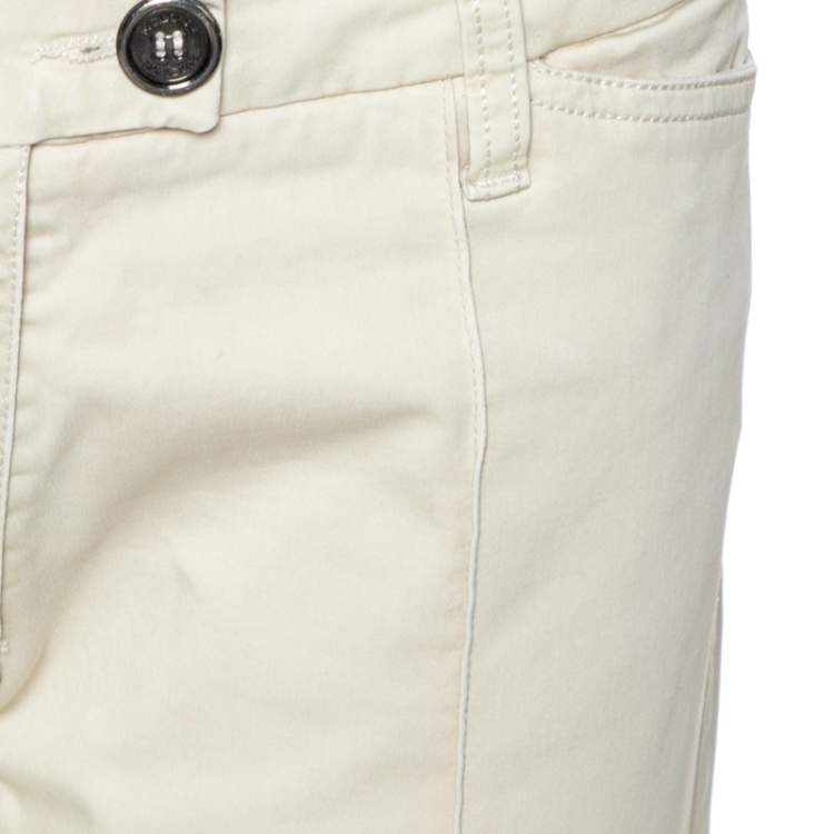 Pre Owned Burberry Beige Cotton Regular Fit Trousers M 