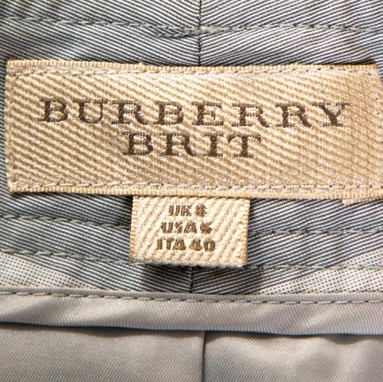 Pre Owned Burberry Brit Grey Checked Stretch Cotton Pencil Skirt S