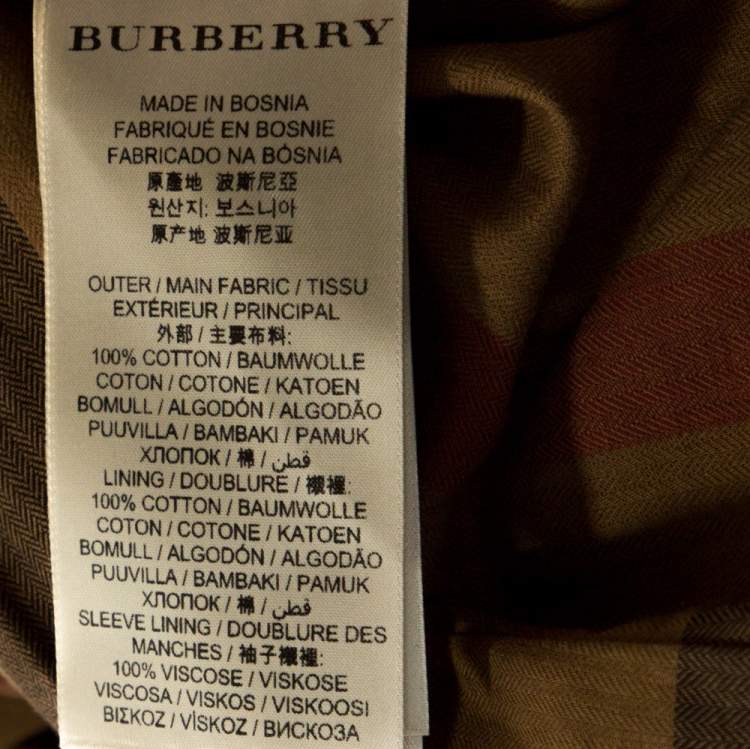 Pre Owned Burberry Brit Bicolor Cotton Leather Trim Studded Coat XS