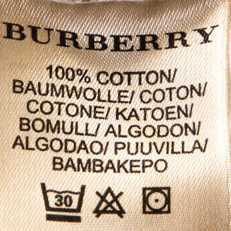Pre Owned Burberry Brit White Logo Print Cotton Check Trim Top S