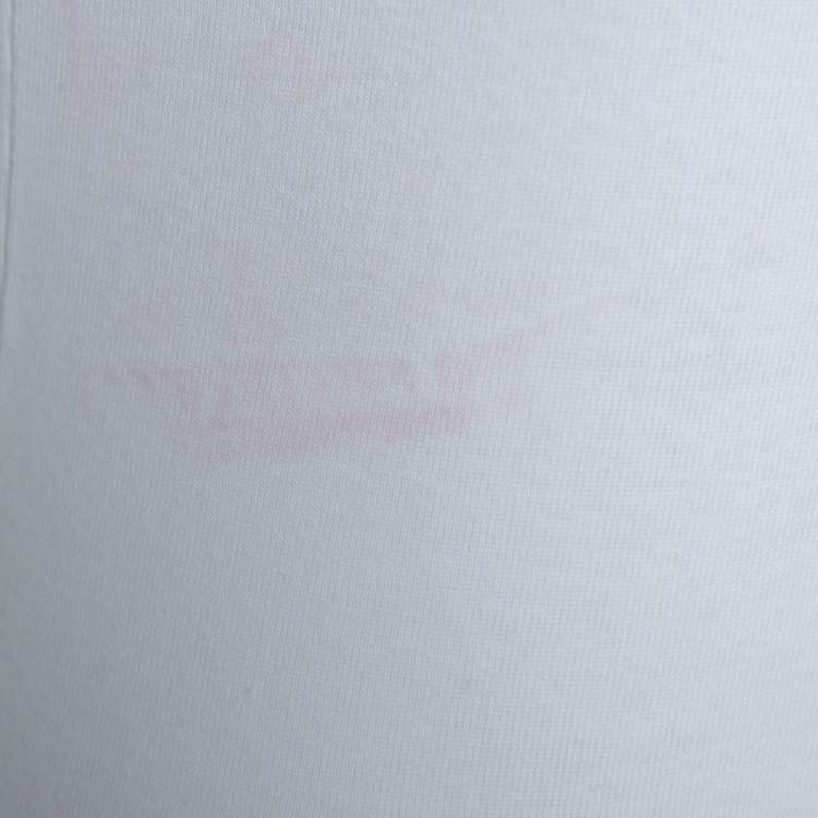 Pre Owned Burberry Brit White Logo Print Cotton Check Trim Top S
