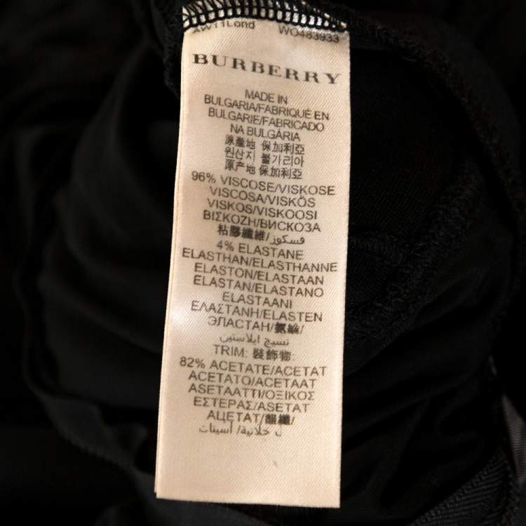 Pre Owned Burberry Black Stretch Knit Ruched Bodycon Dress M