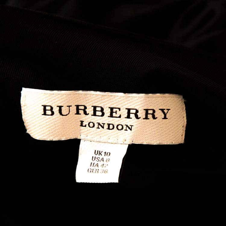 Pre Owned Burberry Black Stretch Knit Ruched Bodycon Dress M