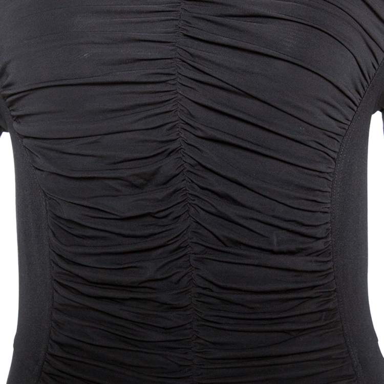 Pre Owned Burberry Black Stretch Knit Ruched Bodycon Dress M