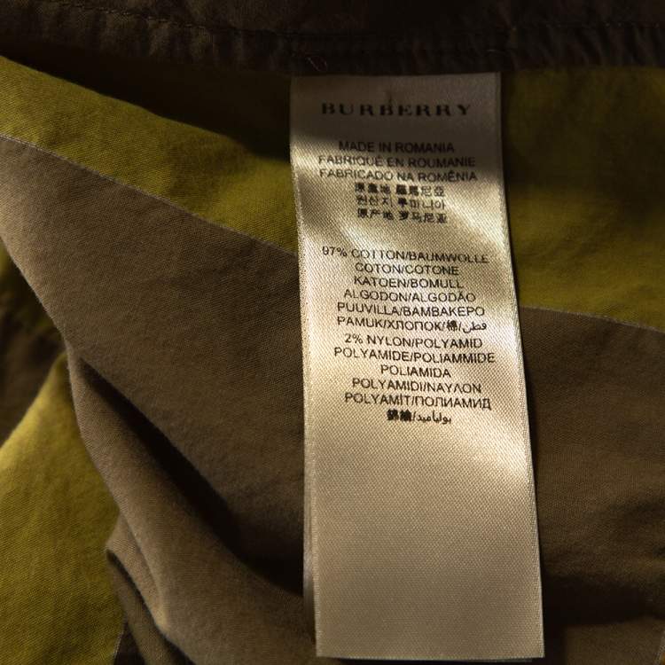 Pre Owned Burberry Brit Yellow Exploded Check Cotton Half Placket Shirt L