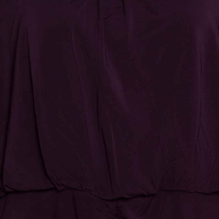 Pre Owned Burberry Purple Jersey Ruched Short Sleeve Midi Dress XL