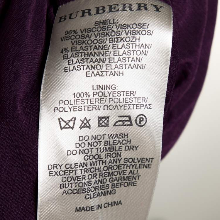 Pre Owned Burberry Purple Jersey Ruched Short Sleeve Midi Dress XL