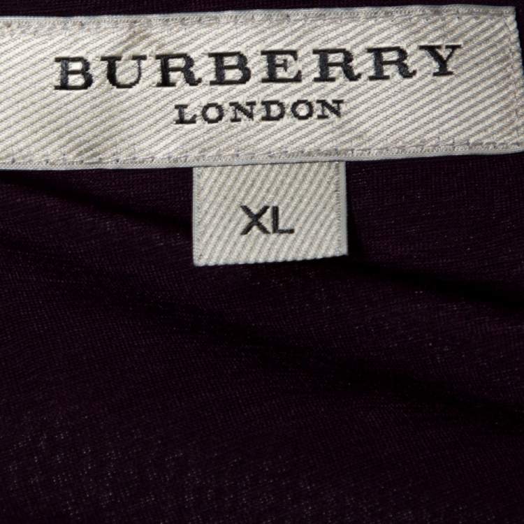 Pre Owned Burberry Purple Jersey Ruched Short Sleeve Midi Dress XL