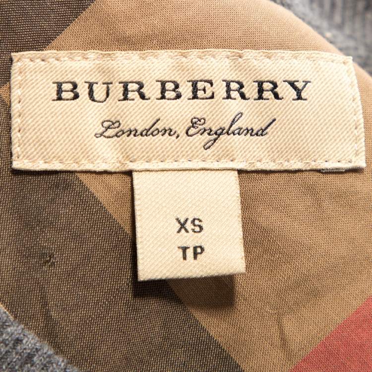 Pre Owned Burberry Dark Grey Knit Balloon Sleeve Jumper XS