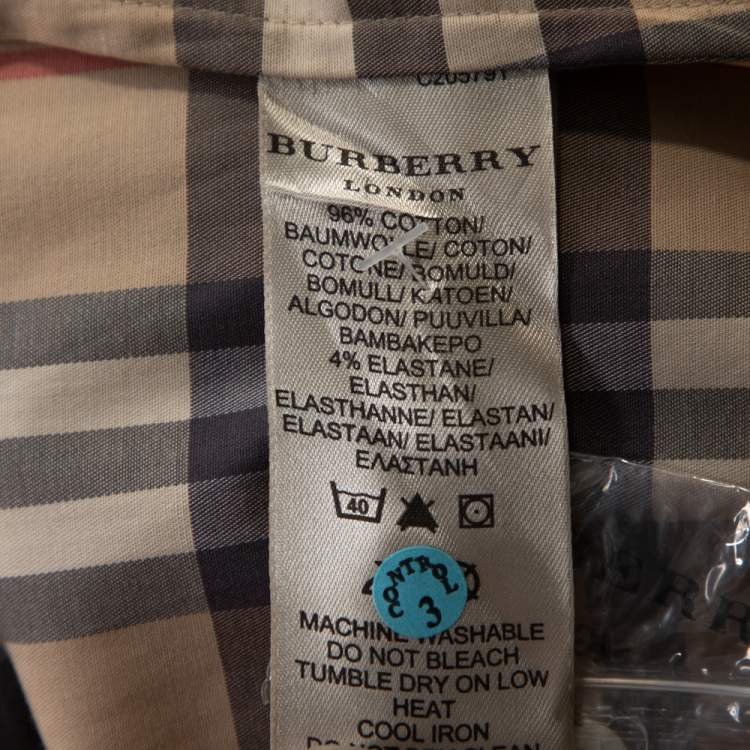 Pre Owned Burberry Beige Novacheck Cotton Button Front Shirt L
