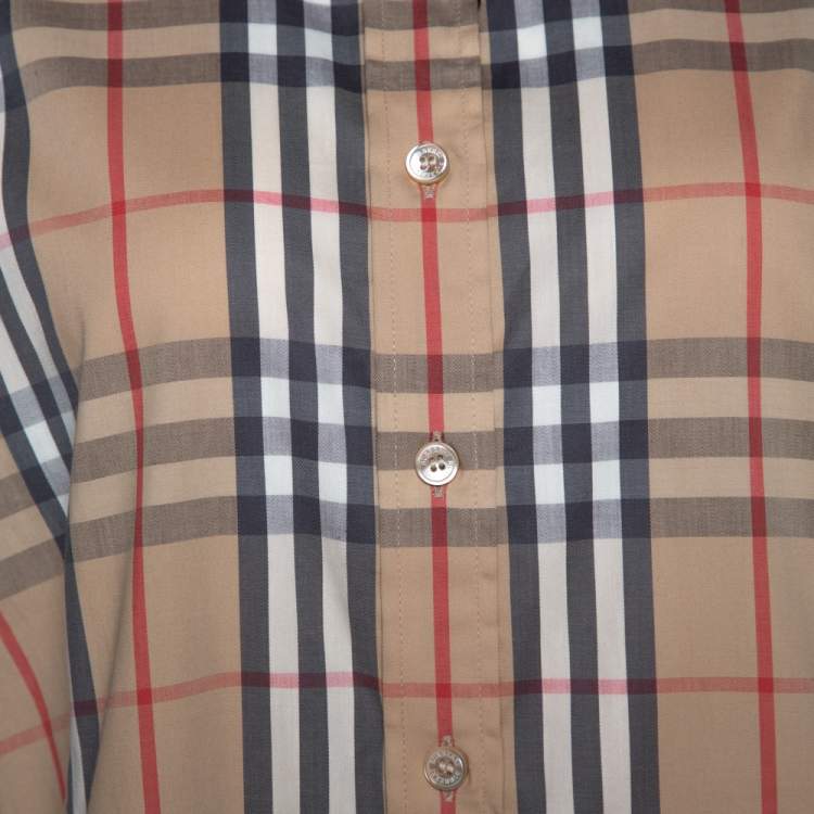 Pre Owned Burberry Beige Novacheck Cotton Button Front Shirt L