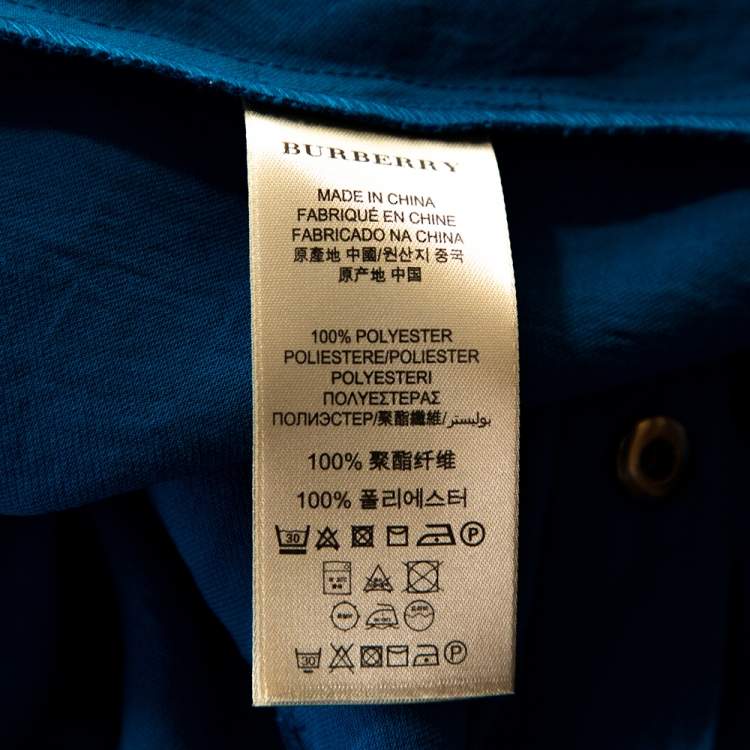 Pre Owned Burberry Azure Blue Crepe Button Front Safari Shirt L