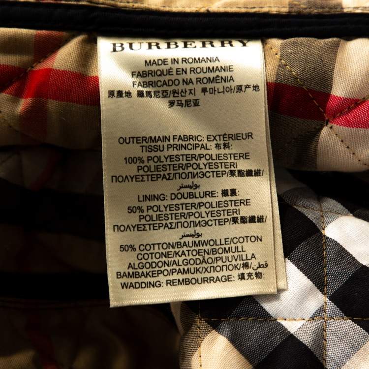 Pre Owned Burberry Brit Navy Blue Diamond Quilted Button Front Jacket M