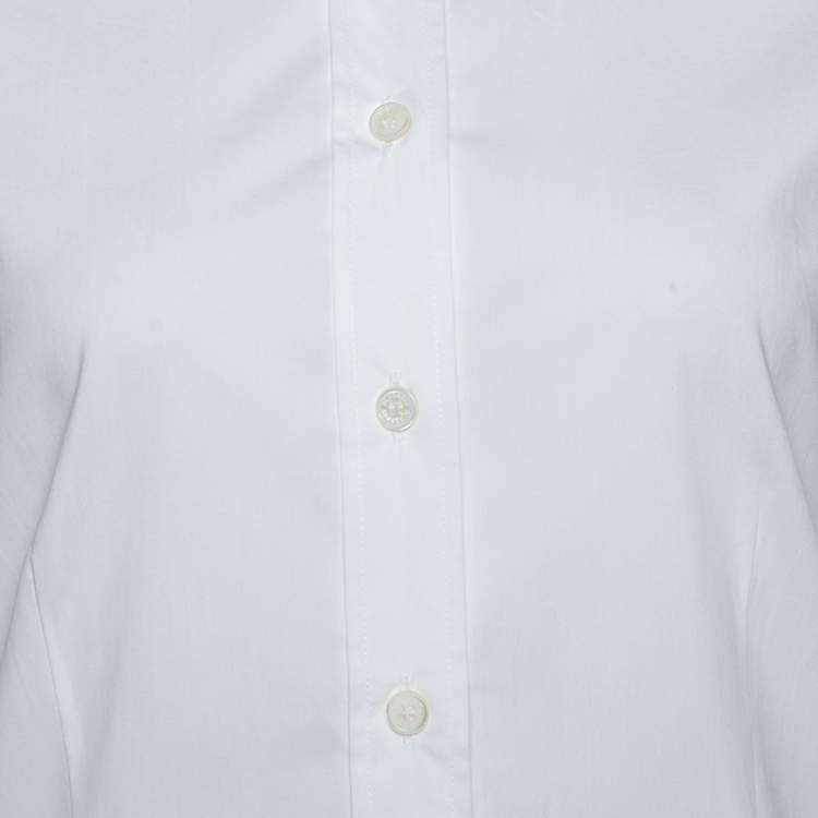 مملوكة مسبقًا Burberry White Stretch Cotton Button Front Long Sleeve Shirt S