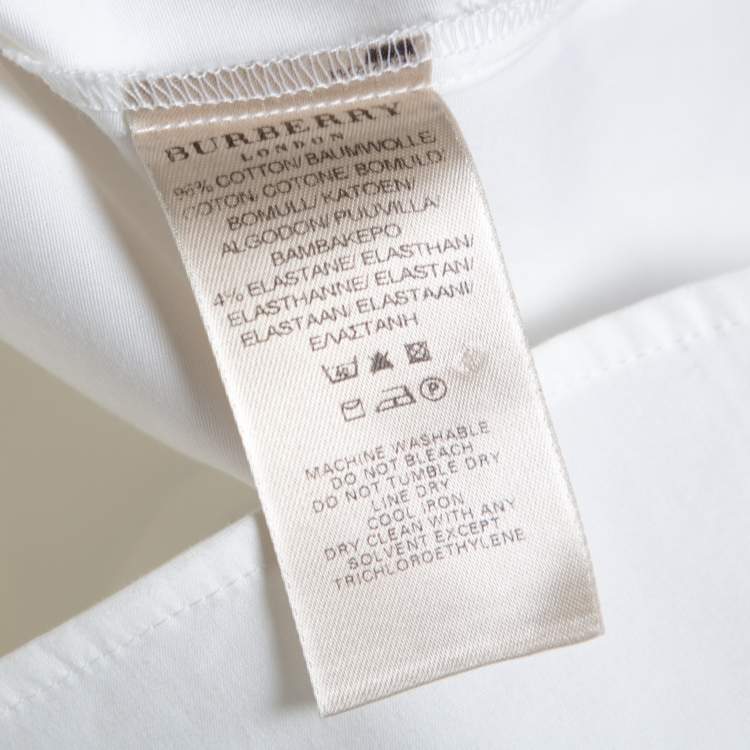 مملوكة مسبقًا Burberry White Stretch Cotton Button Front Long Sleeve Shirt S